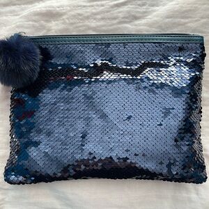 Navy Sequin Makeup Bag